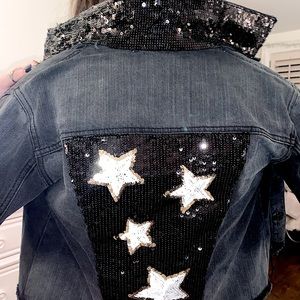 Aqua black star jean jacket
